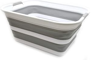 SAMMART 42L Cesta Plegable de plástico para la Colada, contenedor de Almacenamiento Plegable y Organizador, Tubo de Lavado portátil, Cesta de Ahorro de Espacio