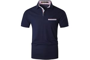 VMSUCIJ Mode Polo Homme Manches Courtes Un Plaid Coloré Regular-Fit Polo Golf T-Shirt