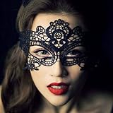 De la moda retro DAYAN Traje Fiesta halloween mujeres Mascarilla Mascarada Mascara Ojos Encaje Negro