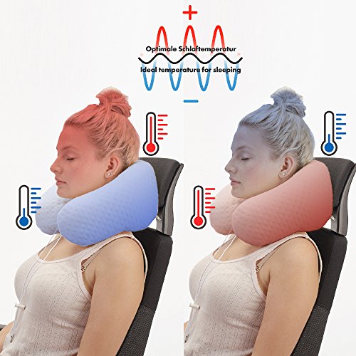 sofi Nackenhörnchen | Orthopädisches & ergonomisches Reisekissen | aus viscoelastischem Gelschaum | Thermoregulierender Bezug | Reise Nackenkissen /Kopfkissen für Flugzeug, Auto, Zug 31x28x12 cm - 2