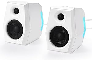 Sanyun SW209 Altavoces para Gaming de 36W con 3 Modos EQ (Juego/Película/Música), Sonido Surround 3D Dinámico, DAC de 24bit USB/AUX/Bluetooth 5.2, Iluminación RGB, para PC/Escritorio/Monitor, Blanco