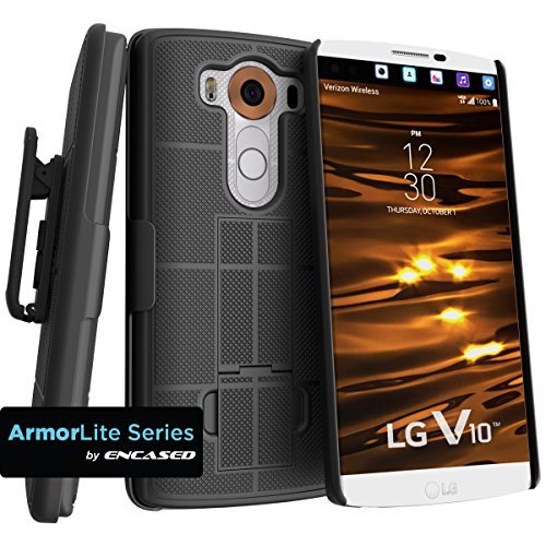 Preisvergleich Produktbild Encased® LG V10 ARMORLITE Belt Clip Case - Smooth Black