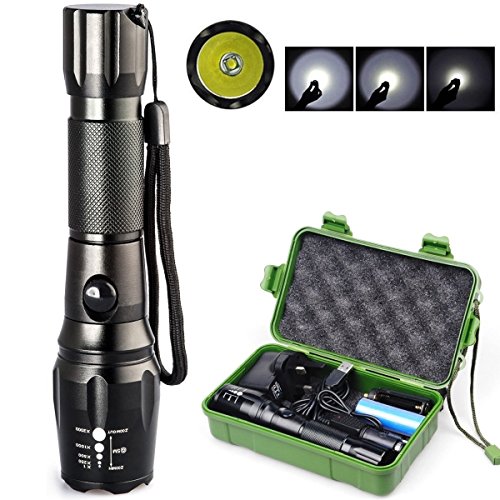 Taschenlampe LED T6 wiederaufladbare Zoombar Handlampe 5 Leuchtmodi wasserdicht Camping Lampe