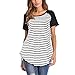 Produktbild OverDose Damen Shirt Kurzarm Streifen Rundhals Casual Lang Tops Bluse Frauen Tees Oberteile(White,XL)