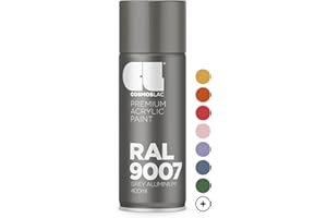 CL COSMOS LAC Cosmos LAC Bombe de peinture acrylique dans de nombreuses couleurs RAL – 400 ml – Idéal pour le bricolage, le recyclage et d'autres travaux de peinture (RAL 9007 – Gris aluminium)