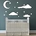 Cloud Wall Decal Clouds Decals Moon and Stars Cloudy Sky Baby Room Wall Decal Children Gift Bedroom Nursery Boy Girl Vinyl Stickers Wall Decor Playroom Murals