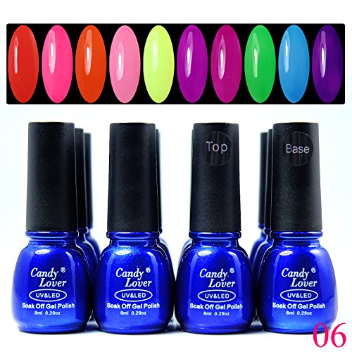 Perfect Summer 12pcs Gel Nail Polish 8ml Nail art kits set 10 Colors+Top Coat +Base Gel Polish