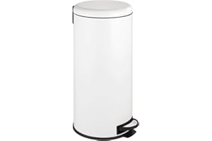 WENKO Treteimer Leman Easy Close Weiß 30 L - Kosmetikeimer, Mülleimer mit Absenkautomatik Fassungsvermögen: 30 l, Stahl, 30.5 x 64 x 37.5 cm, Weiß, 64 x 37.5 x 30.5 cm