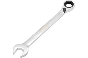 DAKCOS Reversibili chiave combinata a cricchetto 15 mm - chiave combinata metrica a cricchetto in CR-V con finitura cromata opaca