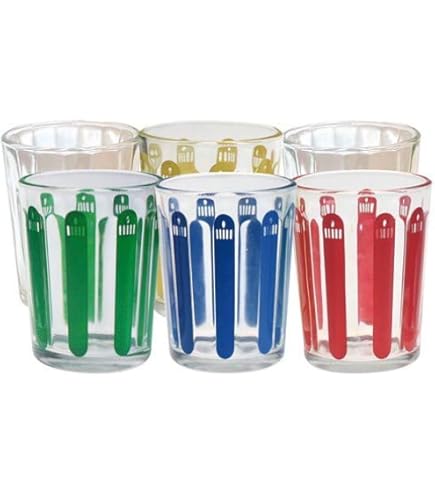 CIERGERIE DU SUD-EST – Barquette De 6 Verres D'Illumination – Extérieur Intérieur – Décoratif – 19 Cm * 12 Cm * 9 Cm – Verres Colorés Assortis / Rouge / Jaune / Bleu / Vert / Transparent