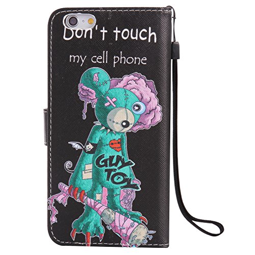 Feeltech iPhone 6 Plus/6s Plus Hülle PU-Leder und Brieftasche Bunte Muster Fall mit Magnetverschluss, Hybrid-Kickstand mit Stand-Funktion, schlagen Sie schützende weiche TPU Stoßstangenabdeckung und Kreditkartenhalter für iPhone 6 Plus/6s Plus Handgelenk Bügel-Buch-Art-Geldbeutel-Tasche mit 2 In 1 Berühren Sie Stift – Grüne Maus - 4