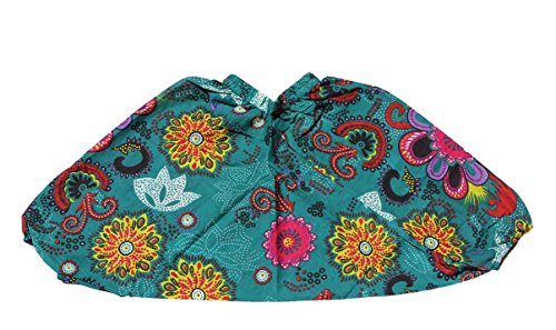Green Cotton Toddler Harem Pants in Florals Print 2