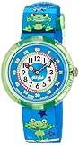 Flik Flak FBNP058 QUAK TIME Uhr Junge Kinderuhr Frosch Stoffband Kunststoff 30m Analog blau
