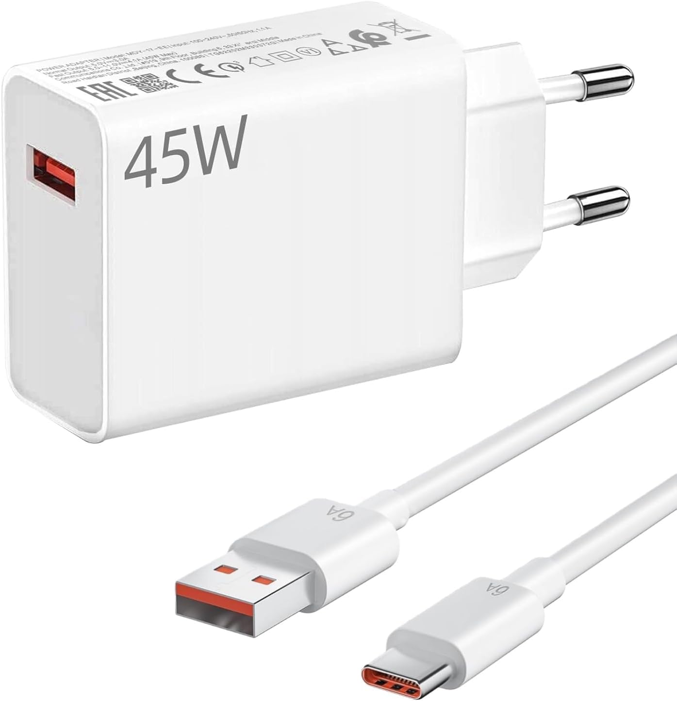 Hobeiy Cargador Rápido 45W con Cable USB C 1.5m para Xiaomi Redmi Note 14 Pro, 15T, 15, 14, Poco X7 Pro, F7 Ultra