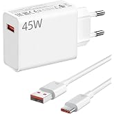 Hobeiy Fast Charger 45W with USB C Cable 1.5m for Xiaomi Redmi Note 14 Pro, 15T, 15, 14, Poco X7 Pro, F7 Ultra