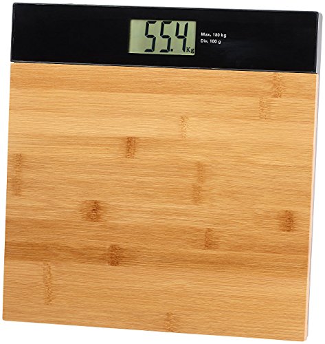 newgen medicals Digitale Premium-Körperwaage, Bambusholz, bis 180 kg, XXL-Display, AAA