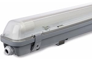 Müller-Licht LED-Feuchtraumleuchte 60 cm für höchsten Lichtkomfort - schönes neutralweißes Licht (4000 K) für optimale Arbeitsbeleuchtung - 1 x 10 W LED-Röhre - IP65 - grau 20800189