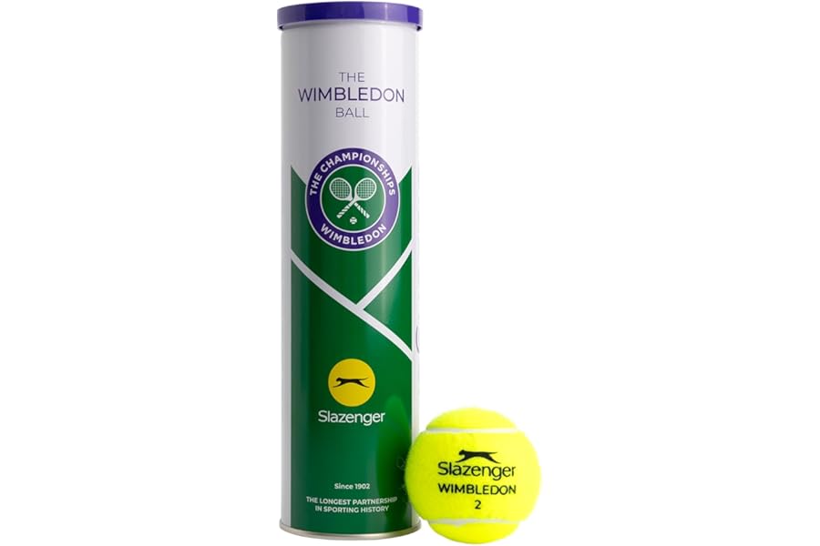 Slazenger Dunlop Wimbledon Tennisball, offizieller Wimbledon-Tennisball, ITF genehmigt, Metallbox (4 Bälle