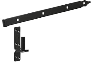 BRESKO Ladenband mit Klobrn Set schwarz pulverbeschichtung 30-80 cm Torband Türband charnier Tor Gartentor (L: 500x40x5 mm / Ø16 mm Dorn)