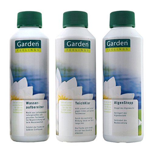 Komplett Teichpflegeset mit Wasseraufbereiter, Algenentferner und Teichklar zur Wasserreinigung