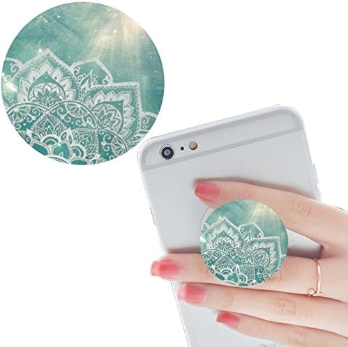 Multi-function Pop cellular phone bracket Socket Expanding Stand and Grip for Smart-phones and Tablets Bracket Mount Holder Collapsible-White blue Mandala flower