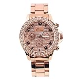 Leaftree - Rose Elegant Geneva Bling Damen Armreif Armband Strass Armbanduhr