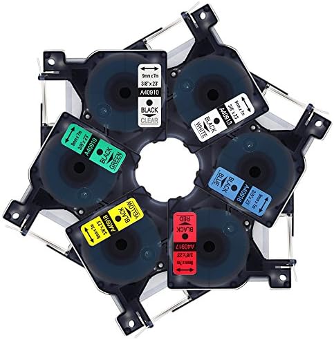 D1 Label Tape 9mm Compatible Dymo 40913 40910 40916 40917 40918 40919 with Dymo LabelManager 160 280 420P PnP 220P 360D, Dymo D1 Label Maker Tape,6-Pack