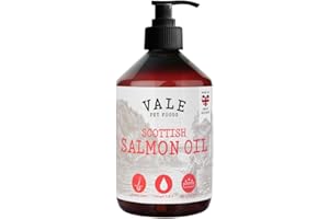 Vale Pet Foods Scottish Salmon Oil for Dogs & Cats UK - Omega 3 6 9 Supplement Dog Food Topper for Joints Skin, Coat, Heart Health & Natural Coat - Natural Fish Oil for Dogs, Puppy, 500ml