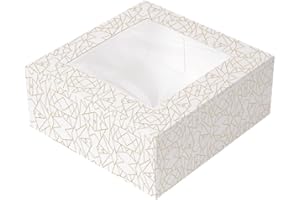 García De Pou - 50 Unidades - Cajas Pastelería Con Ventana 'Thepack' 250 G/M2 + Opp 16X16X8 Cm Blanco Cartón Ondulado Nano-Micro