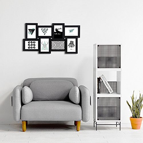 Songmics Bilderrahmen Collage für 8 Fotos je 10 x 15 cm (4 x 6″) + 1 x einzelner Fotorahmen aus MDF-Platten schwarz RPF108H - 2