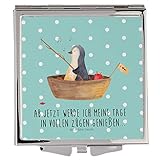 ❤ 100% LIEBEVOLL - Dieser Spiegel von Mr. und Mrs. Panda im Handtaschenformat passt mit seinen Maßen von 60 x 60 mm in jede Frauentasche. - Spiegel, Handtasche, Quadrat, silber, schminken, Schminkspiegel