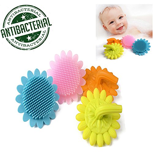 Preisvergleich Produktbild Baby BüRste WeichKinder Silikon Bath Brush Kreative Sicherheit BadebüRste GemüTlich GesichtsbüRste temperament fashion (Orange / Pink)