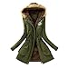 Produktbild CLOOM Damen Winterjacke Wintermantel Lange Daunenjacke Jacke Outwear Frauen Winter Warm Daunenmantel Warm Long Coat Pelzkragen Kapuzenjacke Schlank Outwear Mäntel Kapuzenpullover (M, Armeegrün)