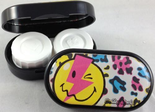 Smiley World Mirror Contact Lens Storage Cases - 15 Designs Available (Black Electric)