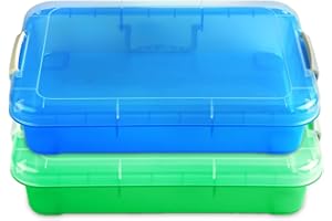 Madzee 15 Inch Portable Sensory Bin Play Tray with Lid (green & blue)
