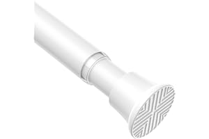 AIZESI Shower Curtain Pole 76-194cm Extendable Curtain Poles No Drilling White Tension Rods For Curtains Telescopic Shower Curtain Rail For Bathroom Bedroom Window Closet