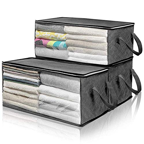 C-ku Bolsa de Almacenamiento para Ropa Plegable Grande para Debajo de la Cama Bolsa de Almacenamiento con Cremallera para edredones, Ropa, Ropa de Cama, Mantas, Almohadas, edredones, 3 Unidades