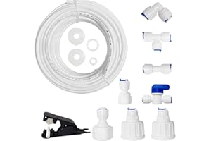 PAROAD Kühlschrank-Wasserleitungsanschluss und Eisbereiter-Installationskit für Aquarium Wasserfilter, 20M 1/4 Zoll (6.35mm) Schlauch, I+T+L Schnellsteckverbinder,Anschlussstück,Absperrventil