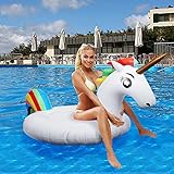 Flotador inflable para piscina con forma de unicornio, paseo flotante gigante con válvulas...