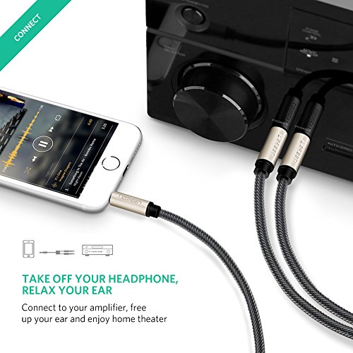 UGREEN Cavo Audio Jack Professionale, Cavo AUX 3,5mm Maschio a Doppio 6,35mm Maschio Cavo Jack Mono Cavo Stereo Aux in Nylon per Collegare Smartphone (iPhone, Samsung Galaxy, Huawei), Tablet, PC, Cuffie con Altoparlante, Amplificatore, Mixer Audio, Lettore DVD, etc.(5M)
