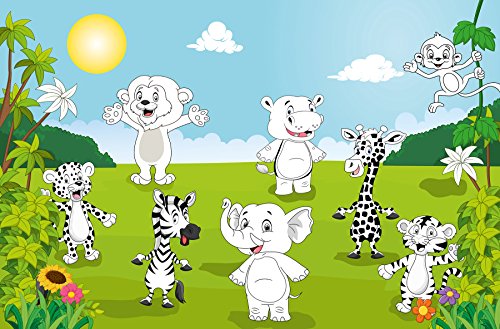 Wizzard & Genius 605 "Happy animales" papel pintado - Multicolor (Pack de 12)