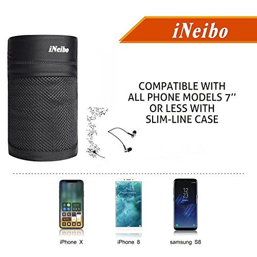 iNeibo Sportarmband FÃ¼r Smartphone bis 7 Zoll, Leichte Und atmungsaktive Sport Handytasche | Oberarmtasche ohne GÃ¼rtel, ReiÃŸ- Oder Klettverschluss Ideal FÃ¼r Joggen, Radfahren, Fitness. S/Schwarz