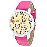 Weihnachtsuhr Frau Kind Mädchen Lederband Kaiki Damen Weihnachts Geschenk(Hot Pink,EIN Größe)