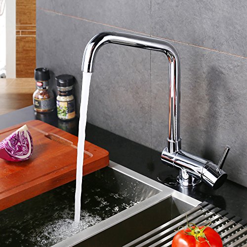 Homelody Chrom Vorfenster Küchenarmatur Wasserhahn Spültischarmatur Mischbatterie Armatur Wasserkran Spültischbatterie für Küchen - 3
