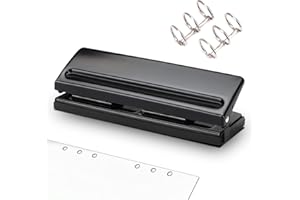 WAILICOP Perforatrice a 6 fori, DIN A5, 6 fori, per anelli di raccoglitori, perforatrice desktop, distanze regolabili, perforatrice per raccoglitori, punch per bordi, per A4 A6, perforatrice per carte in carta