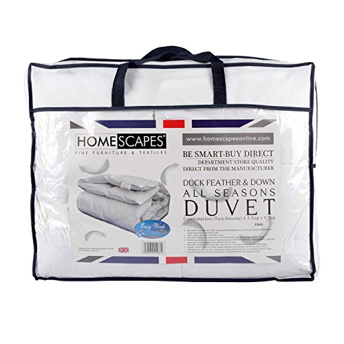 Homescapes Lot de 2 Couettes 4 saisons Duvet et plumes de canard 230 x 220 cm 9 Tog et 4.5 Tog