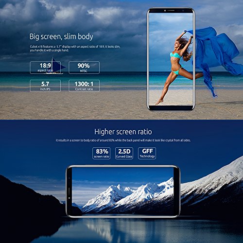 Cubot X18 Smartphone 4G FDD-LTE Android 7.0 5.7 Pollici MTK6737T 1.5GHz Quad Core 3GB RAM+32GB ROM Cameras 13MP+16MP Batteria 3200mAh Impronta Digitale Luce di Notifica