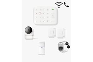 DAEWOO SECURITY Daewoo Vigilia+ - Alarma para casa conectada con Wi-FI y gsm con cámara giratoria, detectores de Apertura/vibración, Detector de Movimiento Animal, Control Remoto, Insignias RFID, aplicación móvil