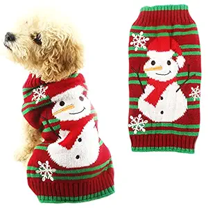 PETCARE Pet Dog Ugly Sweater Warm Clothes Cute Red Snowman Dog Holiday Costume for Small Medium Dogs Cats