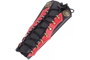 DONGKER Archery Arm Guards ,Forearm Protection Guards Adjustable Leather Gauntlet Wristband Medieval Armor Bracers for Hunting Shooting